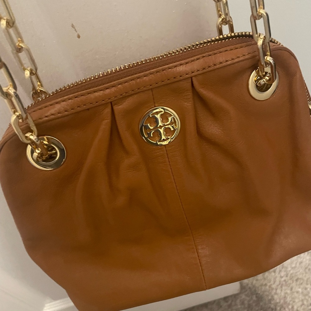 Tory Burch Brown Crossbody Bag with Gold Chain